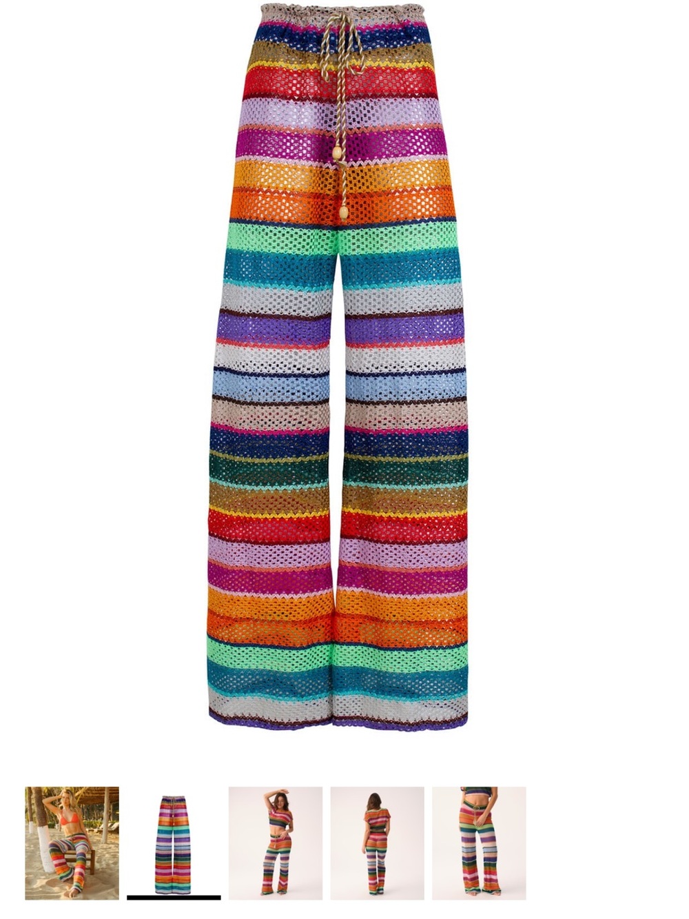 PQ SWIM Multicolor Crochet Wide-Leg Pants